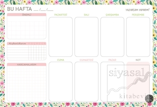 Süresiz Haftalık Planlayıcı - Çiçek Desenli