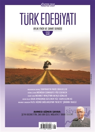 Türk Edebiyatı Dergisi Sayı: 550 Ağustos 2019 Kolektif