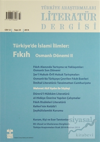 Türkiye Araştırmaları Literatür Dergisi Cilt 12 Sayı: 23 Kolektif