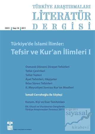 Türkiye Araştırmaları Literatür Dergisi Cilt 9 Sayı: 18 Kolektif