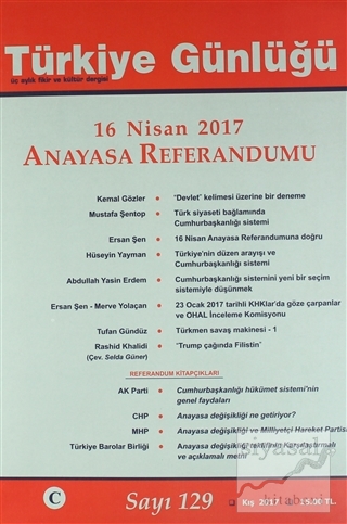 Türkiye Günlüğü Sayı: 129 16 Nisan 2017 Kolektif