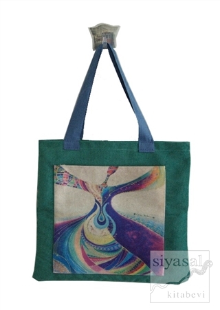 Turkuaz Desen Cepli Bez Çanta Kod - 220159