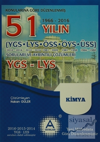 YGS-LYS Kimya 51 Yılın Soruları ve Ayrıntılı Çözümleri (1966-2016) Kol