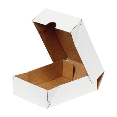 E- Ticaret Gönderileri İçin Beyaz Kilitli Karton Kutu 14x10x4 cm.