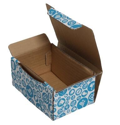 Desenli Mavi Beyaz Kilitli Kapaklı Karton Kutu 15,5x11x7,5 cm