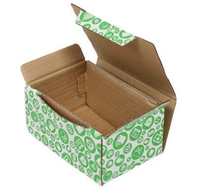 Desenli Yeşil Beyaz Kilitli Kapaklı Karton Kutu 15,5x11x7,5 cm.