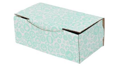 Desenli Turkuaz Beyaz Kilitli Kapaklı Karton Kutu 22,5x12x8 cm