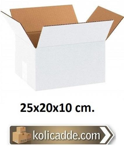 Tek Oluklu Beyaz Karton Kutu 25x20x10 cm.