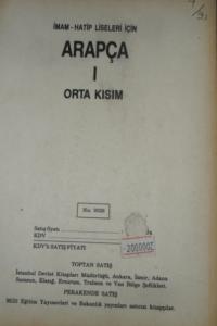 İMAM HATİP LİSELERİ İÇİN ARAPÇA I ORTA KISIM