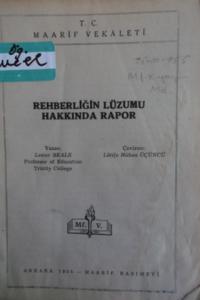 Rehberliğin Lüzumu Hakkında Rapor