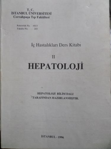 İç Hastalıkları Ders Kitabı Hepatoloji II