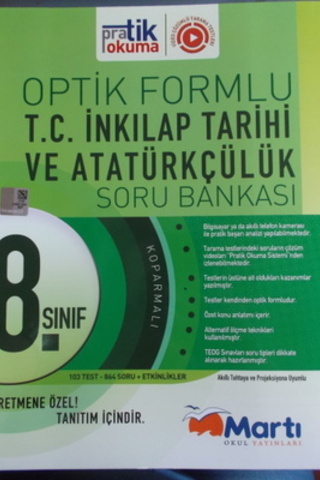 8. Sınıf Optik Formlu T.C. İnkılap Tarihi ve Atatürkçülük Soru Bankası