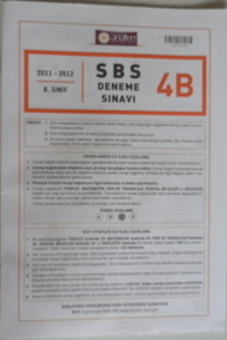 8. Sınıf SBS Deneme Sınavı 4B