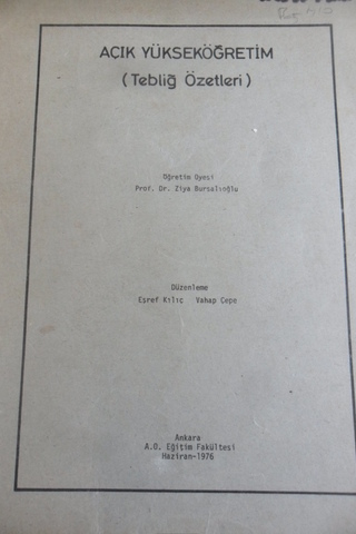 Açık Yükseköğretim (Tebliğ Özetleri)