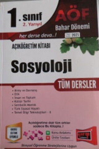 Açıköğretim 1. Sınıf Bahar Dönemi Sosyoloji Tüm Dersler