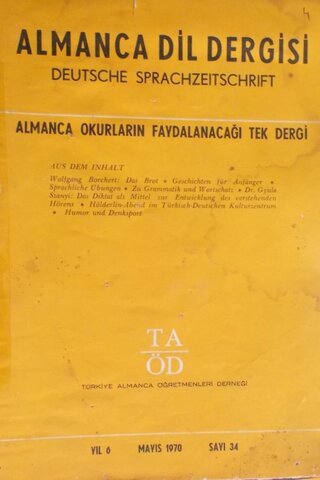 Almanca Dil Dergisi / Deutsche Sprachzeıtschrıft 1970 / 34