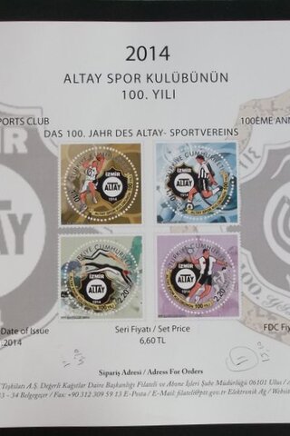 Altay Spor Kulübünün 100 yıl pul örneği