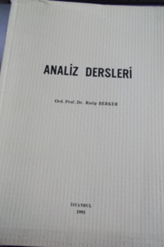 Analiz Dersleri Ratip Berker
