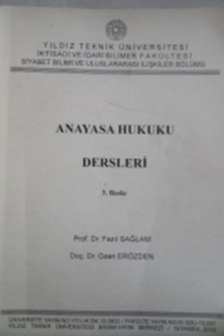 Anayasa Hukuku Dersleri Fazıl Sağlam