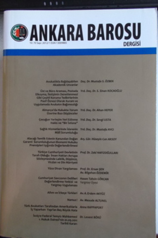 Ankara Barosu Dergisi 2012 / 70