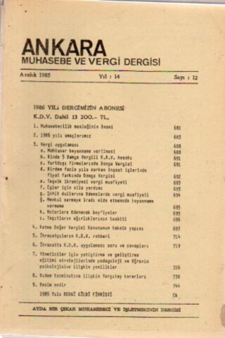Ankara Muhasebe Ve Dergisi / 12 Adet