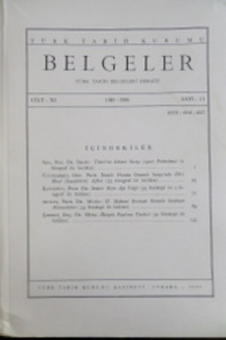 BELGELER Türk Tarih Belgeleri Dergisi 1986 / 15