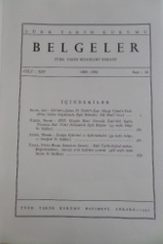 BELGELER Türk Tarih Belgeleri Dergisi 1989-1992 / 18