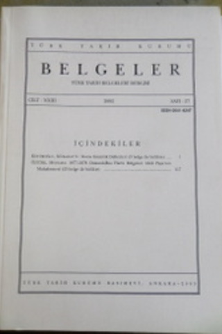 BELGELER Türk Tarih Belgeleri Dergisi 2002 / 27