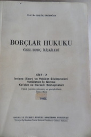 Borçlar Hukuku Özel Borç İlişkileri Cilt 2 Haluk Tandoğan