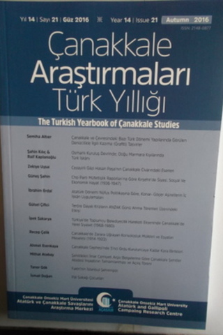 Çanakkale Araştırmaları Türk Yıllığı 2016 / 21