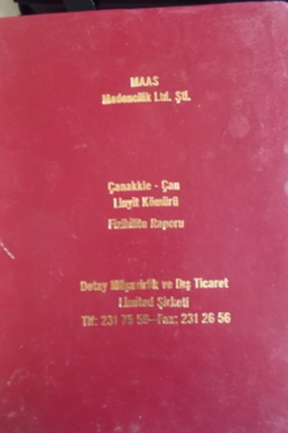 Çanakkale - Çan Linyit Kömürü Fizibilite Raporu