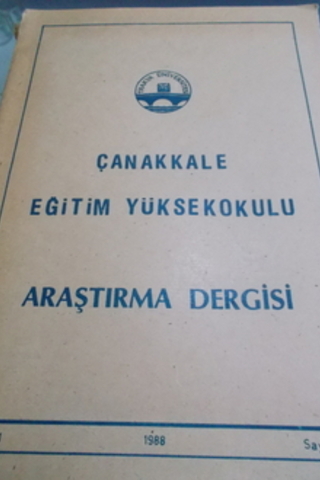 Çanakkale Eğitim Yüksekokulu Araştırma Dergisi 1988 / 1