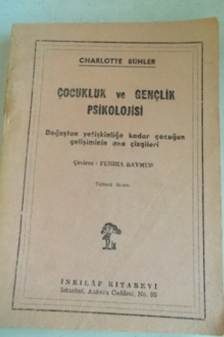 Çocukluk ve Gençlik Psikolojisi Charlotte Bühler