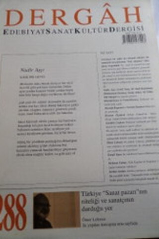 Dergah Edebiyat Sanat Kültür Dergisi Sayı 288