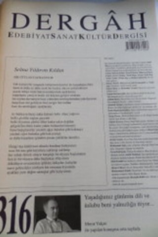 Dergah Edebiyat Sanat Kültür Dergisi Sayı 316