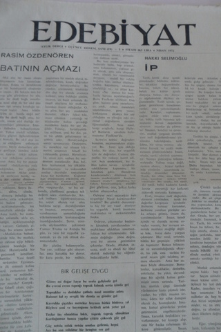 EDEBİYAT DERGİSİ 3. DÖNEM SAYI.19+5 - NİSAN 1972