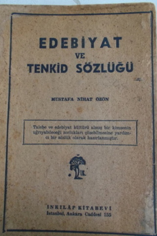 Edebiyat ve Tenkid Sözlüğü Mustafa Nihat Özön