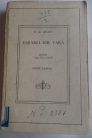 Esrarlı Bir Vaka Honore De Balzac