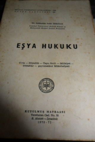 Eşya Hukuku Selahattin Sulhi Tekinay