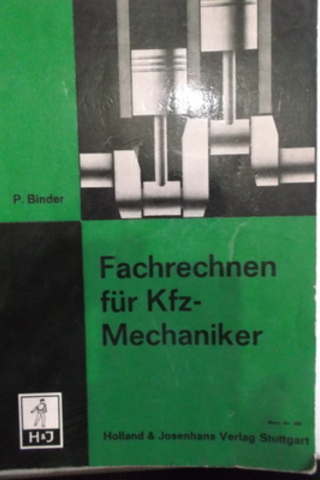 Fachrechnen Für Kfz-Mechaniker P. Binder