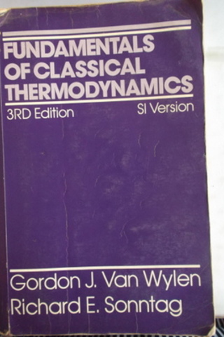 Fundamentals Of Classical Thermodynamics Gordon J. Van Wylen