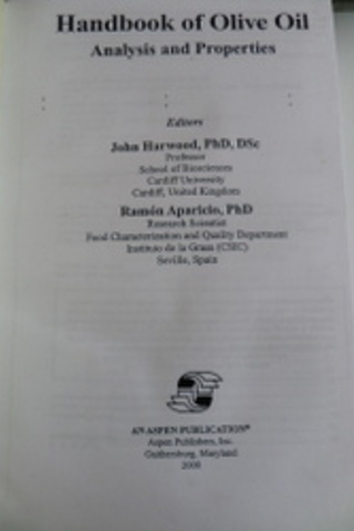 Handbook of Olive Oil Analysis and Properties / Ders Notu John Harwood Handbook of Olive Oil Analysis and Properties / Ders Notu John Harwood