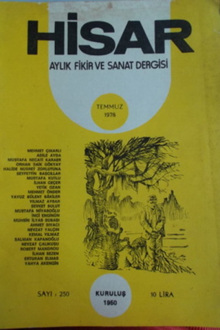 Hisar Aylık Fikir ve Sanat Dergisi 1978 / 250