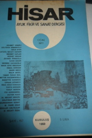 Hisar Aylık Fikir ve Sanat Dergisi 1977 / 157