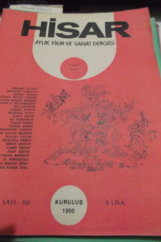 Hisar Aylık Fikir ve Sanat Dergisi 1977 / 166