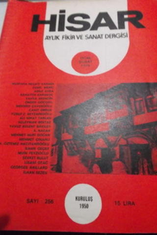 Hisar Aylık Fikir ve Sanat Dergisi 1979 / 256
