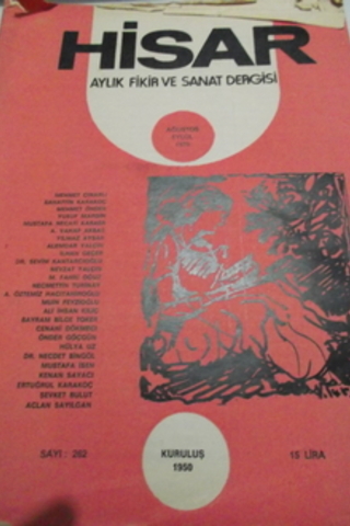Hisar Aylık Fikir ve Sanat Dergisi 1979 / 262