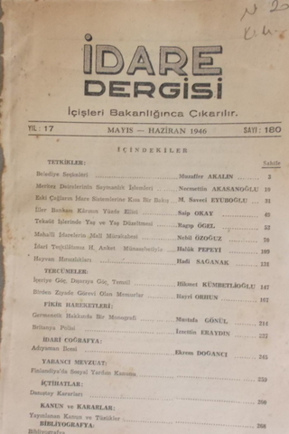 İdare Dergisi 1946/180
