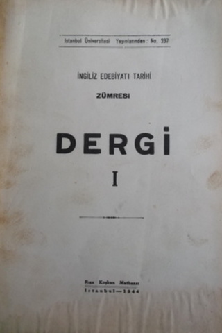 İngiliz Edebiyatı Tarihi Zümresi Dergi I