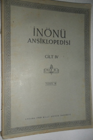 İnönü Ansiklopedisi Cilt IV Fasikül 32